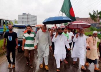 বিএনপি’র নেতা তোফাজ্জল হোসেনের নেতৃত্বে গিয়াসউদ্দিনের জনসভায় যোগদান