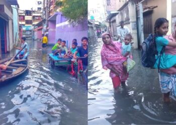 ফতুল্লার লালপুরের সড়কে নৌকা এখন শেষ ভরসা!