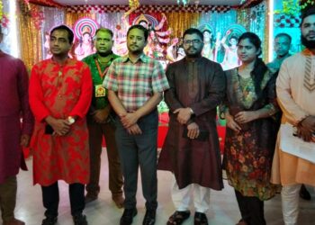 শেরপুরের  শ্রীবরদীতে পূজামণ্ডপ পরিদর্শন করলেন জেলা প্রশাসক