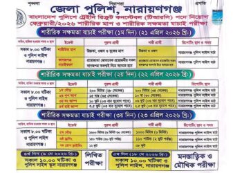এপ্রিল মাসে নারায়ণগঞ্জে পুলিশ কনস্টেবল নিয়োগের শারীরিক পরীক্ষা শুরু