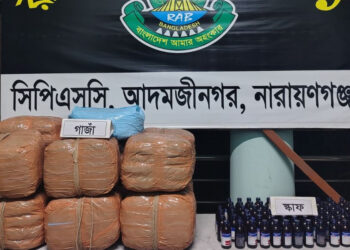র‌্যাবের অভিযানে ৫৩ কেজি গাঁজা ও ৭৬ বোতল স্কাফ উদ্ধার