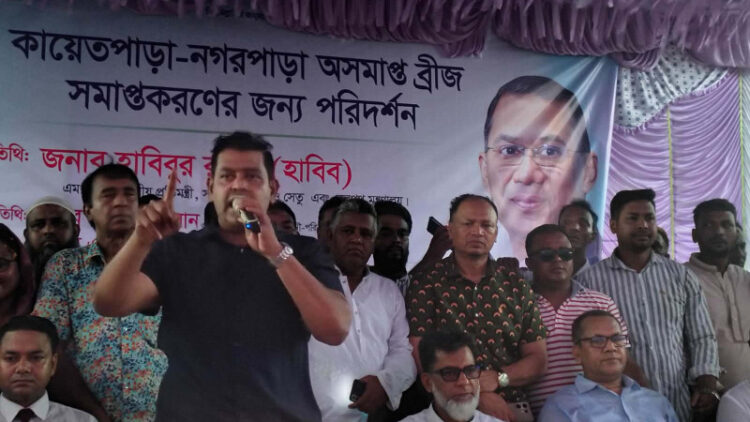 রূপগঞ্জে নির্মাণাধীন সেতু পরিদর্শনে দুই প্রতিমন্ত্রী