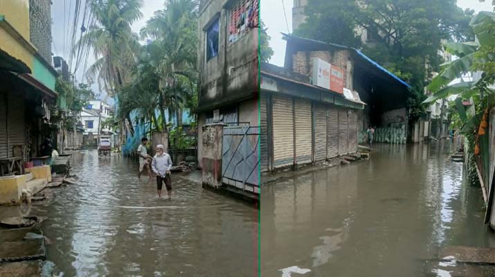 জলাবদ্ধতায় অচল তক্কারমাঠ-পিলকুনী সড়কে জনদুর্ভোগ